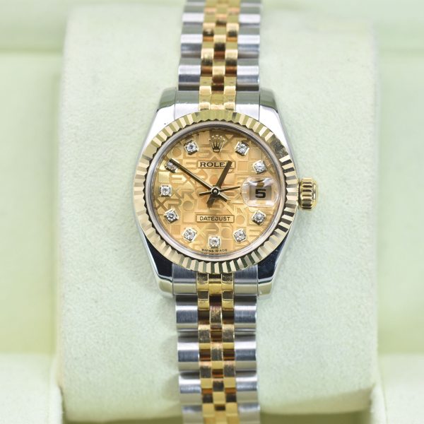 Rolex Datejust 26mm ref 179173, champagne diamond dial