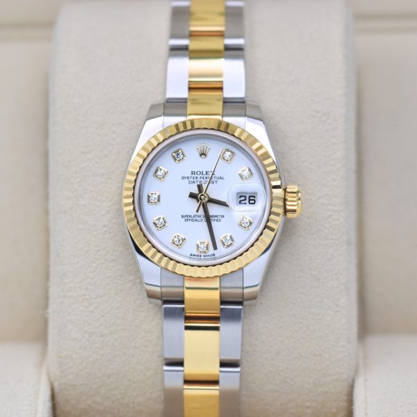 Rolex Datejust 26mm ref 179173 white diamond dial